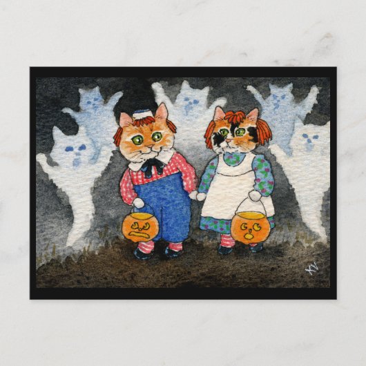 Cute Cat Halloween Art Costume Pumpkin Briefkaart (Voorkant)