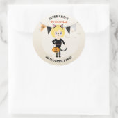 Cute Cat Halloween Party Ronde Sticker (Tas)