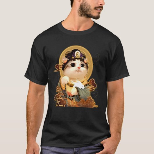 Cute Cat Halloween Witch T-shirt (Voorkant)