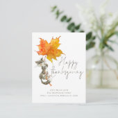 Cute Cat Handgeschreven Script Happy Thanksgiving Briefkaart (Staand voorkant)