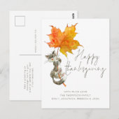 Cute Cat Handgeschreven Script Happy Thanksgiving Briefkaart (Voorkant / Achterkant)