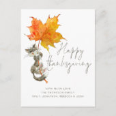 Cute Cat Handgeschreven Script Happy Thanksgiving Briefkaart (Voorkant)