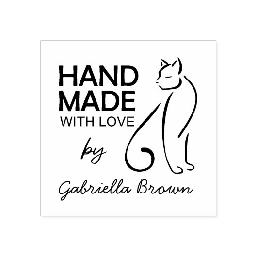 Cute Cat Handmade with Love Rubberstempel (Afrduk)