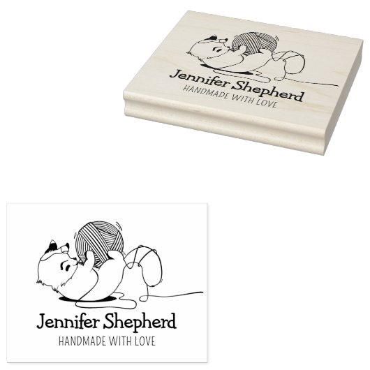 Cute Cat Handmade with Love Rubberstempel (Gestempeld)