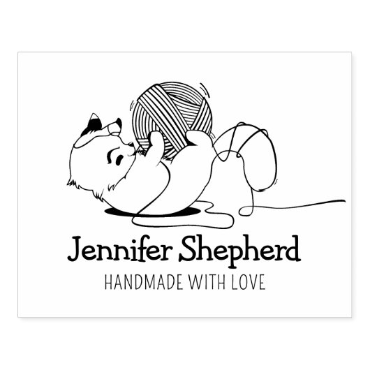 Cute Cat Handmade with Love Rubberstempel (Afrduk)