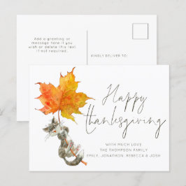 Cute Cat Handwrite Script Happy Thanksgiving Briefkaart