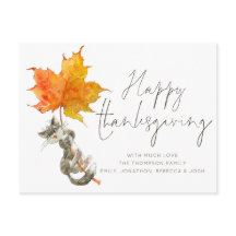 Cute Cat Handwrite Script Happy Thanksgiving