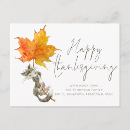 Cute Cat Handwrite Script Happy Thanksgiving Briefkaart
