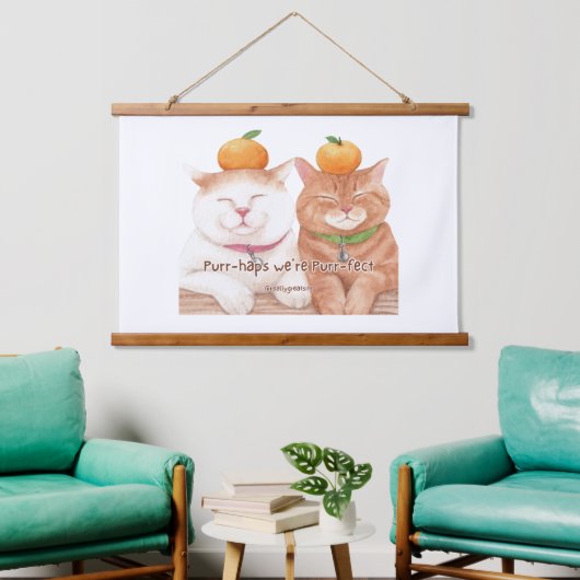 CUTE CAT HANGEND WANDKLEED (Woonkamer)