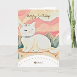 cute cat happy birthday kaart