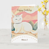 cute cat happy birthday kaart (Gele Bloem)