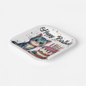 Cute Cat Happy Birthday Papieren Bordje (Gebogen)