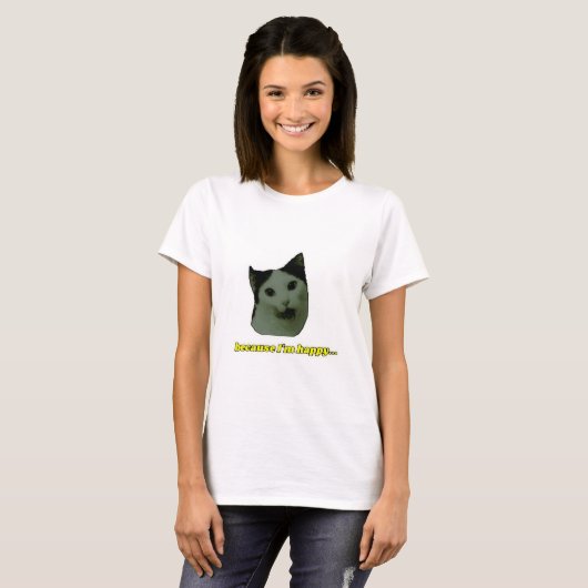 Cute Cat Happy Face T-shirt (Voorkant volledig)