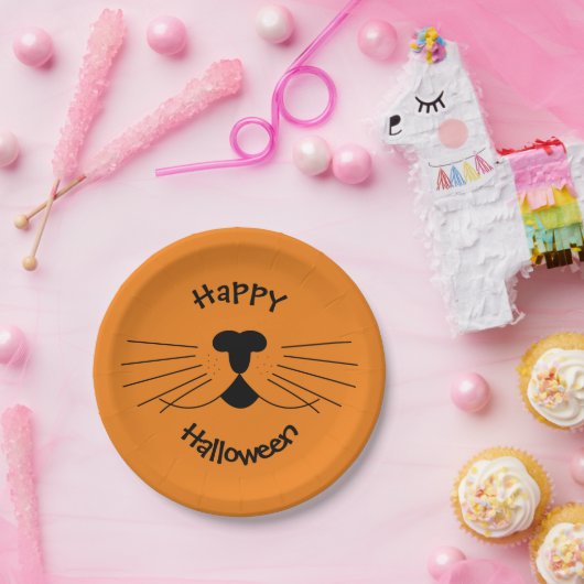 Cute Cat Happy Halloween Party Papieren Bordje (Feest)