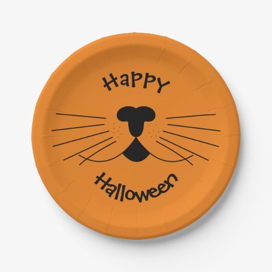 Cute Cat Happy Halloween Party Papieren Bordje (Voorkant)