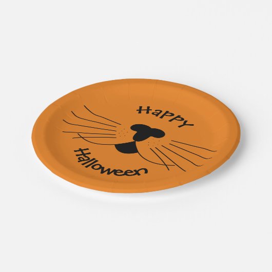 Cute Cat Happy Halloween Party Papieren Bordje (Gekanteld)
