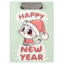 cute cat  happy new year clipboard klembord