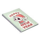 cute cat happy new year notebook notitieboek (Rechterzijde)