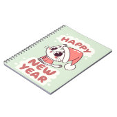 cute cat happy new year notebook notitieboek (Linkerzijde)