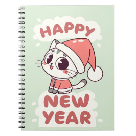 cute cat  happy new year notebook notitieboek