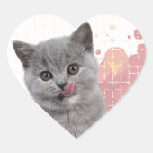 Cute cat  hart sticker (Voorkant)