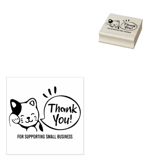 Cute Cat Hartelijk dank, aangepast bericht Rubberstempel (Gestempeld)