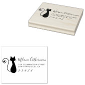 Cute Cat & Heart | Aangepast naam en retouradres Rubberstempel (Gestempeld)