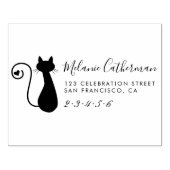 Cute Cat & Heart | Aangepast naam en retouradres Rubberstempel (Afrduk)