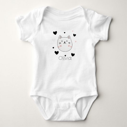 Cute Cat Heart Baby Body Romper (Voorkant)