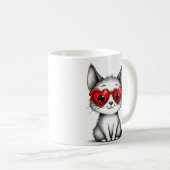Cute Cat Heart Glasses Coffee Mug Koffiemok (Voorkant rechts)