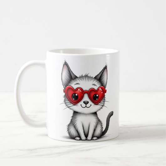 Cute Cat Heart Glasses Coffee Mug Koffiemok (Links)