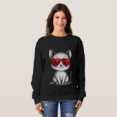 Cute Cat Heart Glasses Sweatshirt (Voorkant volledig)