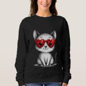Cute Cat Heart Glasses Sweatshirt (Voorkant)