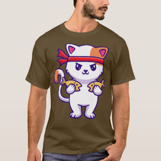 Cute Cat Holding Fish 1 T-shirt