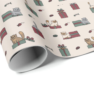 Cute Cat Holiday Wrapping Paper Cadeaupapier