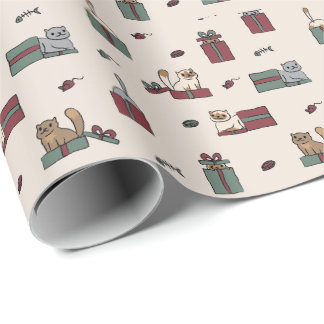 Cute Cat Holiday Wrapping Paper Cadeaupapier
