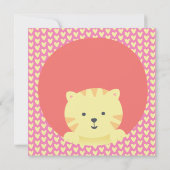 Cute Cat - Hot Pink Kids Birthday Party Uitnodigin Kaart (Achterkant)
