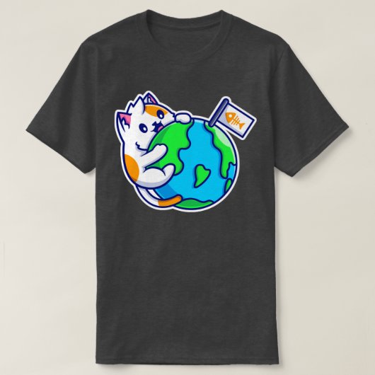 Cute Cat Hug World T-shirt (Design voorkant)