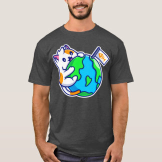 Cute Cat Hug World T-shirt