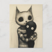 Cute Cat Hugging Thier Friend Briefkaart (Voorkant)