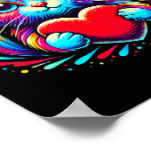 Cute Cat Hugging Valentine Heart Kitty Love Cat Ki Poster (Hoek)