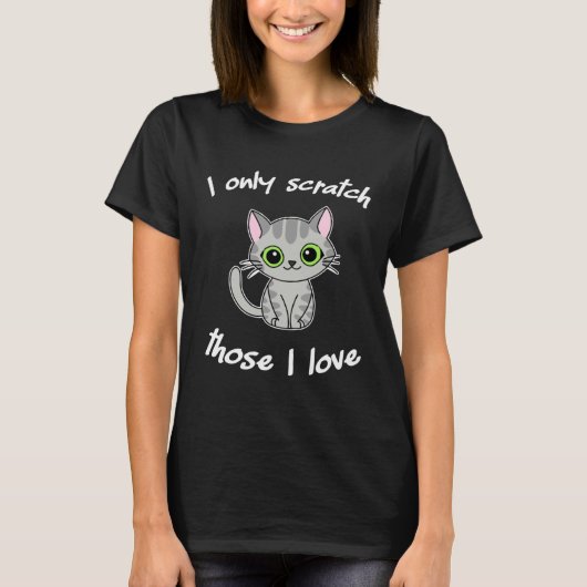 Cute cat humor green eyes kitty and kitten t-shirt (Voorkant)