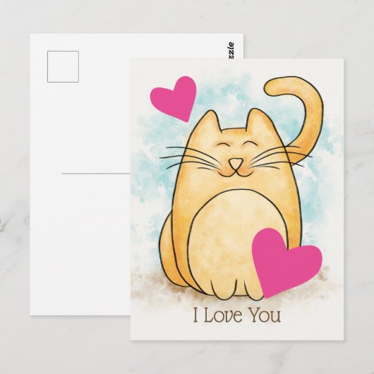 Cute Cat I Love You Height Briefkaart (Voorkant / Achterkant)