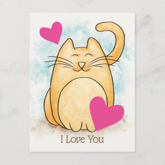 Cute Cat I Love You Height Briefkaart (Voorkant)