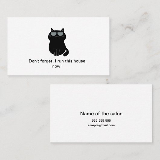 Cute Cat - I run the house - Customizable Visitekaartje (Voorkant / Achterkant)