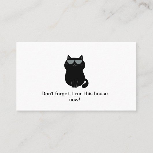 Cute Cat - I run the house - Customizable Visitekaartje (Voorkant)