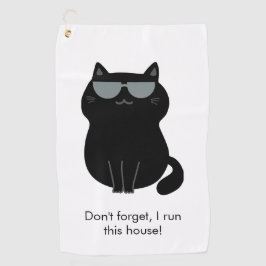 Cute Cat - I run this house now! Golfhanddoek