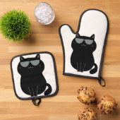 Cute Cat - I run this house now!  Ovenwant & Pannenlap Set (Top down)