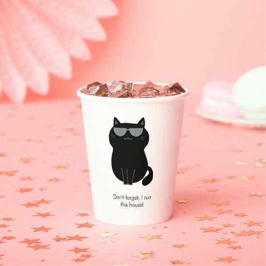 Cute Cat - I run this house now!  Papieren Bekers (Insitu)