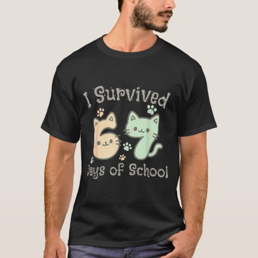 Cute Cat I Survived 67 Days Of School Teachers Stu T-shirt (Voorkant)